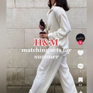 H&M matching set wide leg pants and blouse NWT